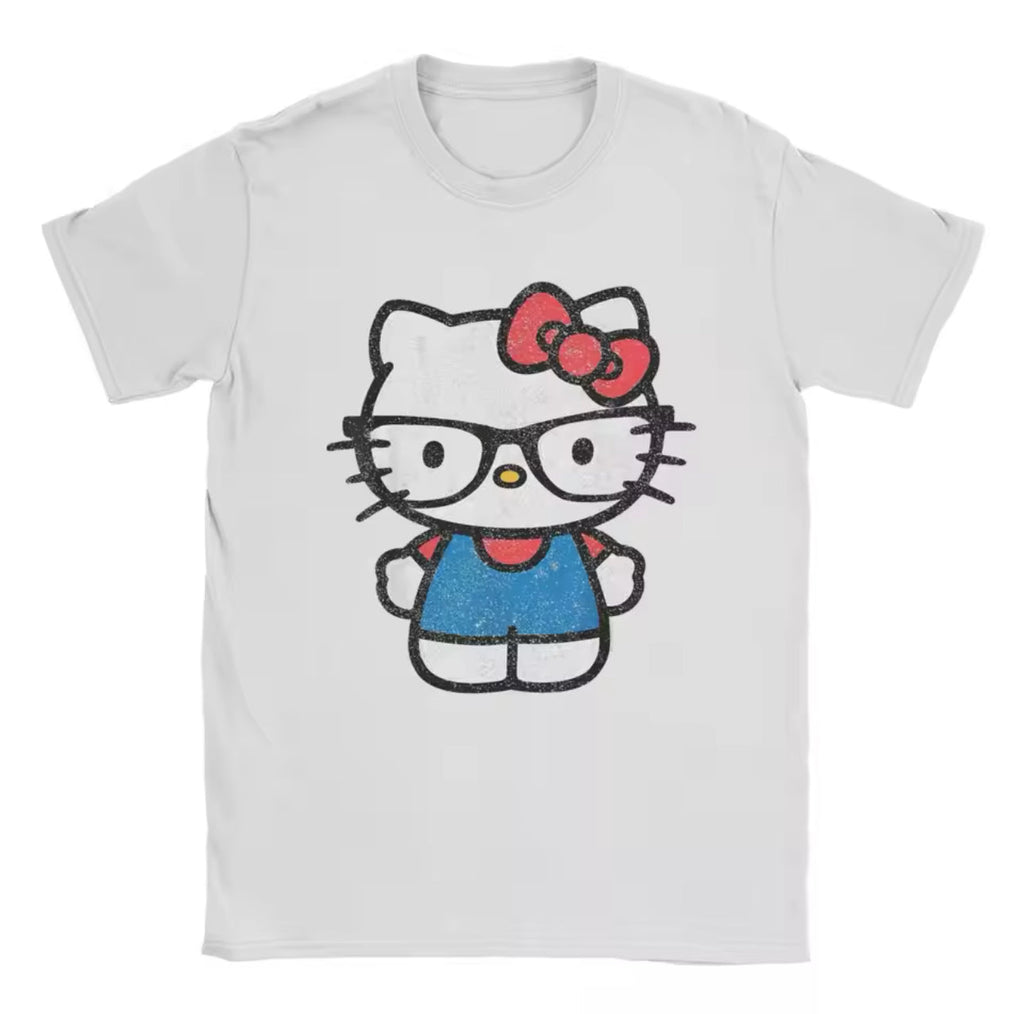 Hello Kitty Cute Glasses Tee White