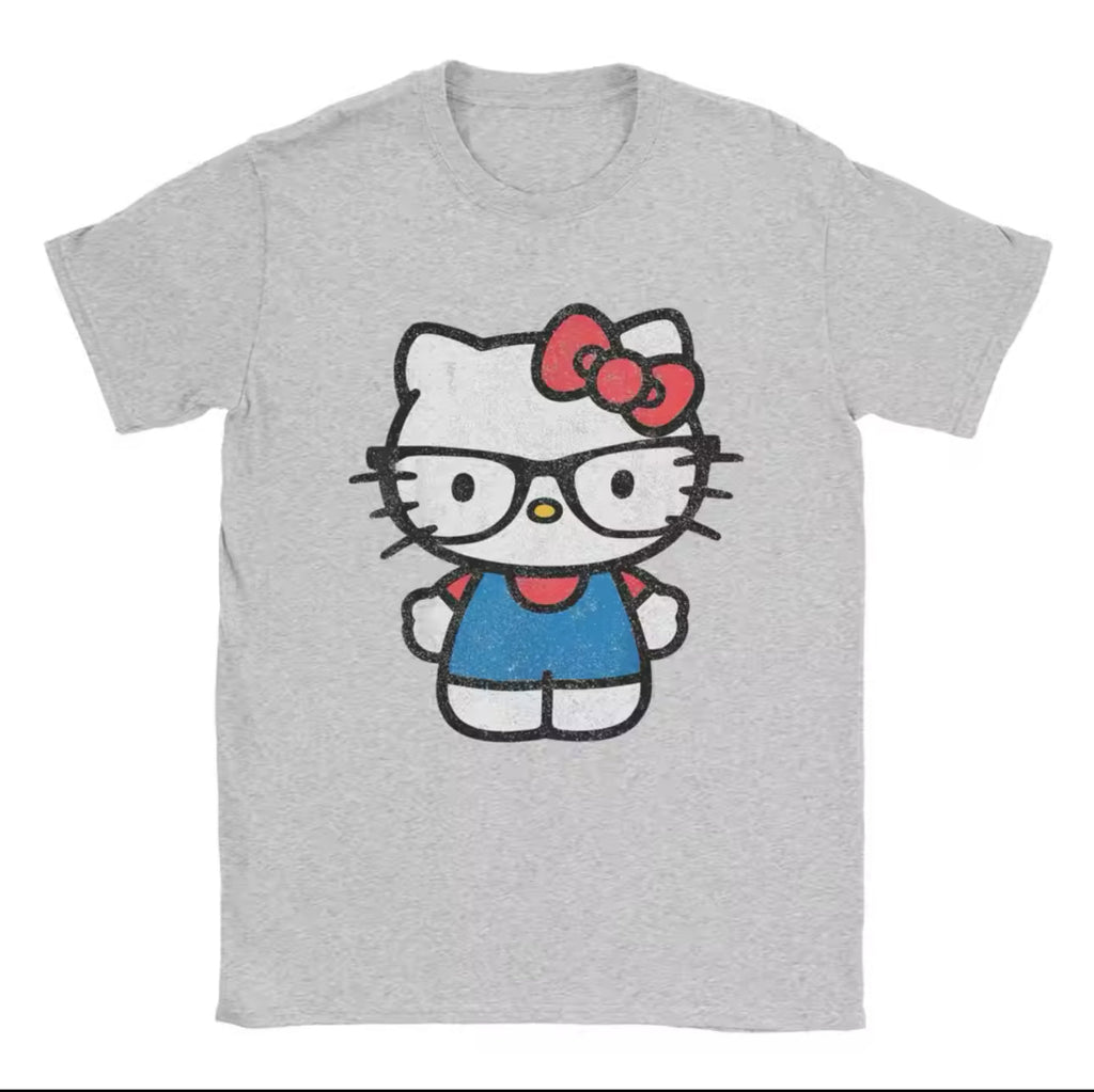 Hello Kitty Cute Glasses Tee White