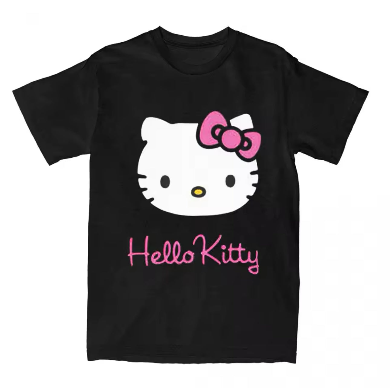 Hello Kitty Pink Text Tee Black